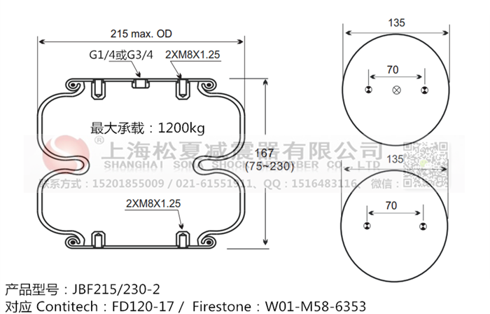 JBF215/230-2橡膠<a href='http://www.njcmzzs.cn/' target='_blank'><u>空氣彈簧</u></a>