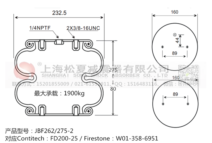 JBF262/275-2橡膠<a href='http://www.njcmzzs.cn/' target='_blank'><u>空氣彈簧</u></a>