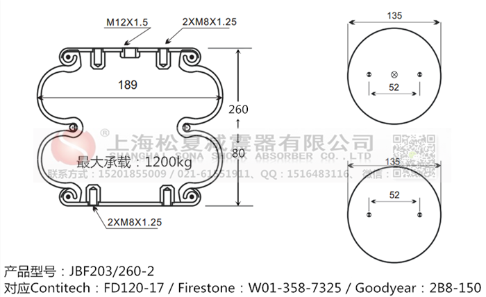 JBF203/260-2橡膠<a href='http://www.njcmzzs.cn/' target='_blank'><u>空氣彈簧</u></a>